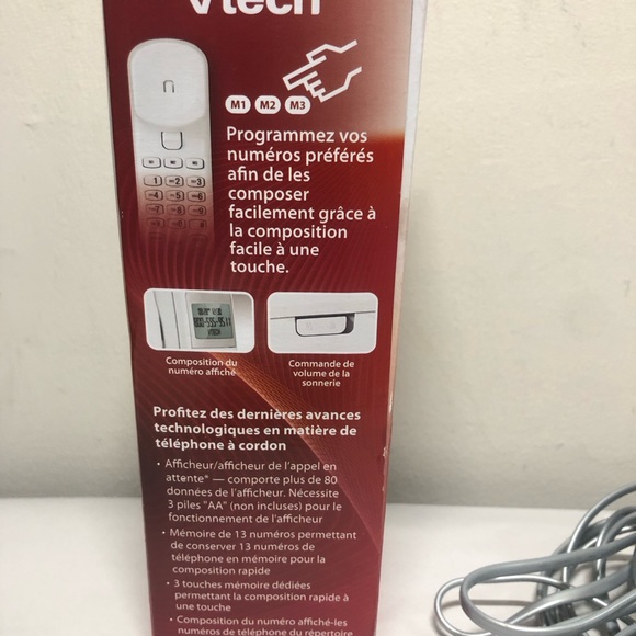 Corded Trimstyle Phone (CD1113WT) - with Caller Identification White Extra Chord - Picture 3 of 13